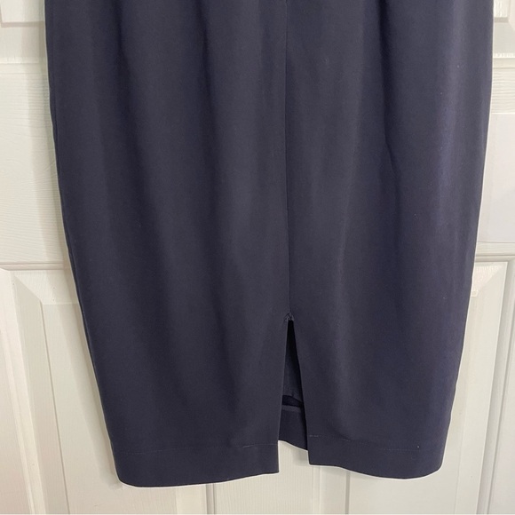 LK Bennett Dress Dr Lamarie Sheath ladies size 2 dark navy Draped Crepe preppy - Picture 7 of 9